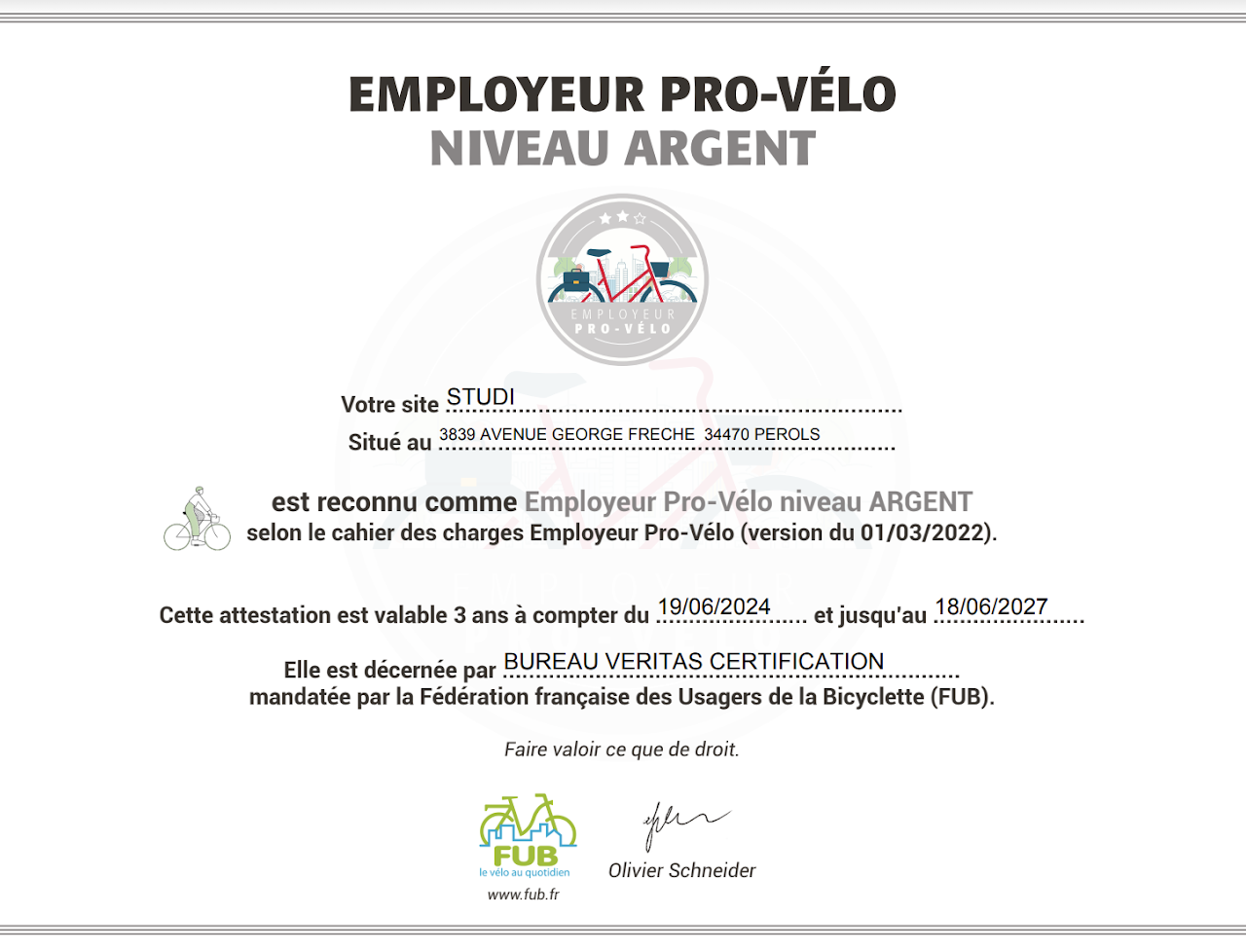 Label Pro Vélo argent studi