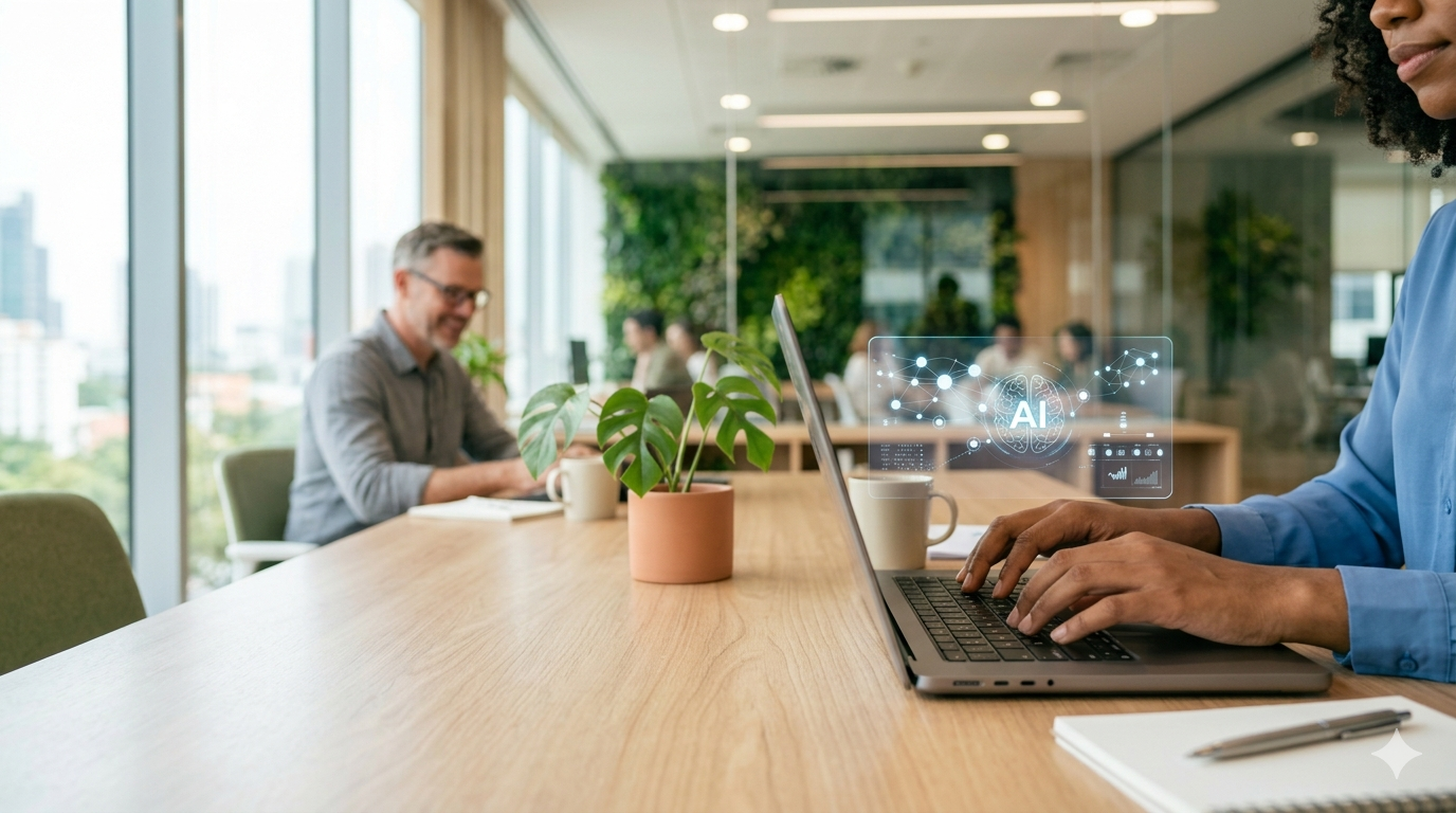 une personne travaille sur l'ordinateur